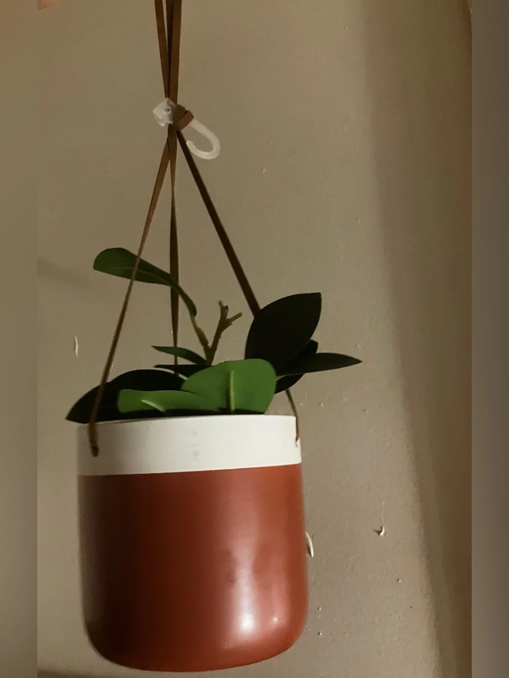 Set of 2 Terracotta & White Hanging Planter Pair - Modern Home Accents